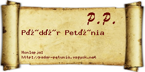 Pádár Petúnia névjegykártya